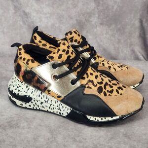 Steve Madden Cliff Maximal‎ Leopard Print Hidden Wedge Sneakers Womens 8.5 Shoes